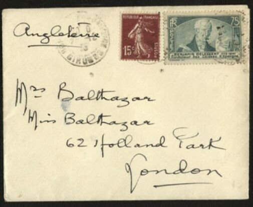 FRANCE 1935 cover to London - nice franking................................71053