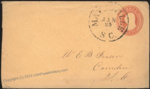 South Carolina 1894 Mayesville Cover U1 Postal Stationery 111620