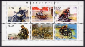 Tajikistan 1998 MOTORCYCLES Sheetlet (6) Perforated MNH