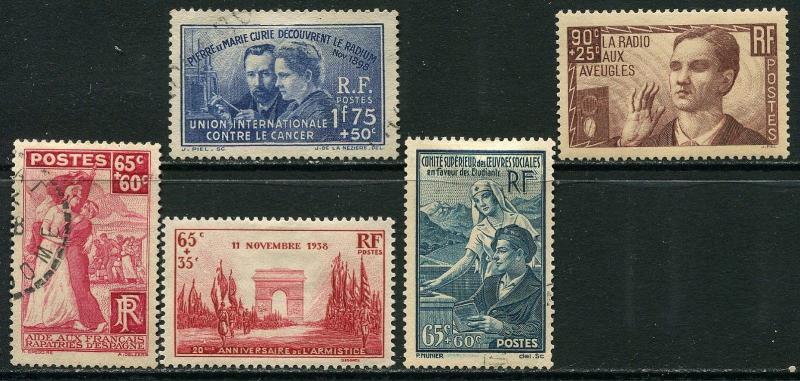 France Lot 6612 RF Postes 1938 YVERT 401-2 403 OGHR 417 418 OGHGR semi-postal