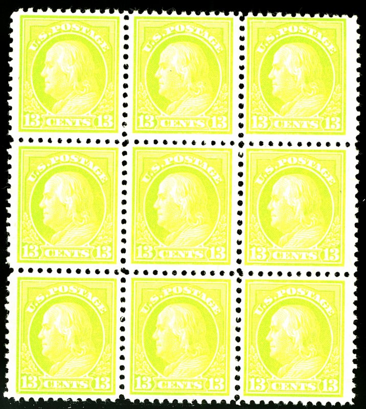 U.S. #513 MINT BLOCK OF 9 OG NH