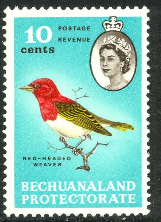 BECHUANALAND PROTECTORATE 1961 10c Red Headed Weaver Bird Issue Sc 186 MNH