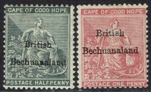 BECHUANALAND 1885 OVERPRINTED CAPE HOPE SEATED ½D AND 1D