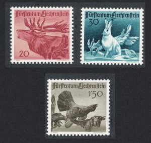 Liechtenstein Stag Arctic Hare Animals Capercaillie Bird Wild Life 3v T2 1946