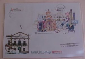 MACAU  FDC 1995 REGISTERED  SHEETLET  TO HONG KONG , SENATE  BUILDING CACHET