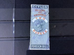 Ceylon Queen Victoria Foreign Bill Stamp Ref 56464