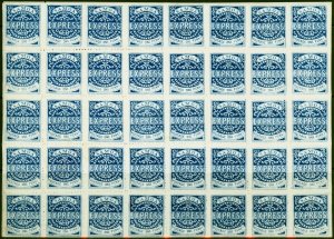 Samoa 1880 1d Deep Blue Re-Print Complete Sheet of 40 Fine MNH