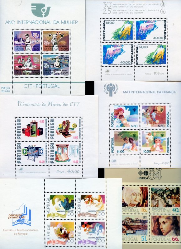 PORTUGAL LOT OF TWELVE PRE-EUROS SOUVENIR SHEETS PARTIALLY SHOWN MINT NH