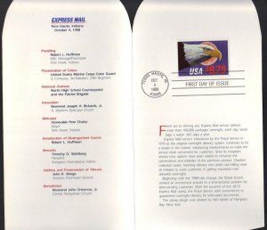 U.S. 1988 EXPRESS MAIL $8.73 FDC ON PROGRAM OPENING CEREMONY