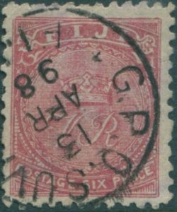 Fiji 1896 SG57 6d dull rose Crown and VR p11 FU