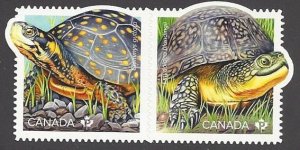 Canada #3179bi MNH die cut pair from booklet, endangered turtles  issued 2019