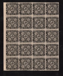 New Brunswick #3P Extra Fine Plate Proof Block Of Twenty In Black On Thin Card