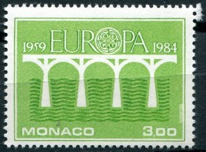 Monaco Sc#1425 MNH, 3f yel grn, Europa (C.E.P.T.) 1984 - Bridge, 25th Anniver...