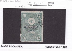 Turkey in Asia: Sc # 12, used (signed) (55617)