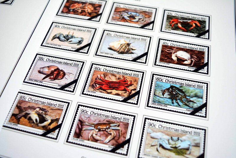 COLOR PRINTED CHRISTMAS ISLAND 1958-2010 STAMP ALBUM PAGES (94 illustr. pages)