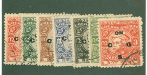 COCHIN - INDIAN FEUDATORY STATE O90-96 USED CV $11.30 BIN $5.00