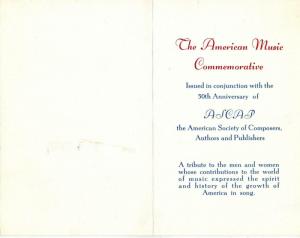 Uncommon Fold Out Card FDC 1252 American Music + S Collins Foster + V Herbert 