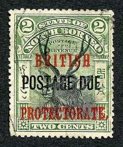 North Borneo SGD38a 2c perf 14.5-15 Post Due Fine used (thin) Cat 35 Pounds