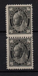 Canada QV 1897 1/2c black Maple Leaf MNH pair SG142 WS37301