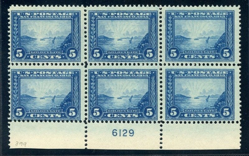 US SCOTT #399 PLATE BLOCK MINT-F-VF-OG-XLH SCV $1,900 (5/31/23 GP)