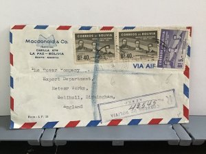 Bolivia 1955 Macdonald and Co   Air Mail  to England stamp cover   R31887