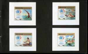 YEMEN ARAB REPUBLIC UEBERREUTE PROOF FOLDER OF 8 LOS ANGELES OLYMPIC STAMPS