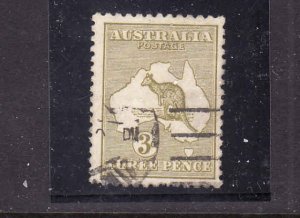 Australia-Sc#47-used-3p olive bistre Kangaroo-1915-24-