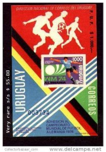 URUGUAY MNH STAMP SHEET SOCCER CALCIO FUTBOL WORLD CUP 1974 GERMANY Sc#881a