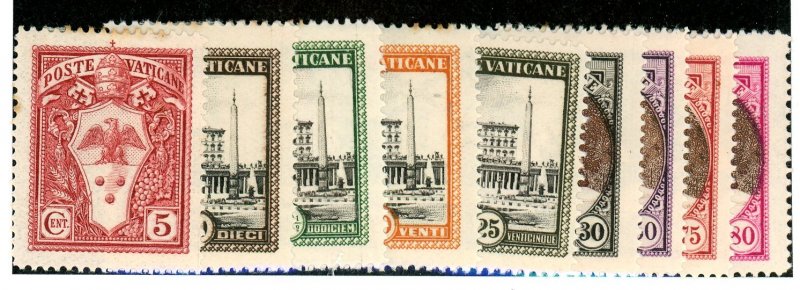 Vatican City, Scott #19-27, Unused, Hinged