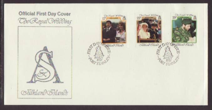 Falkland Islands 454-456 Royal Wedding 1985 U/A FDC 