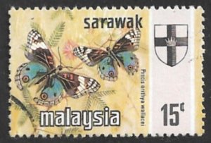 SARAWAK 1971 15c Butterflies Issue Sc 240 VFU