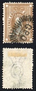 Queensland SGF22 10/- Brown Wmk Large Crown Postally Used Cat 500 pounds