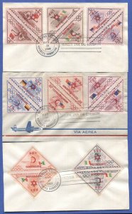 DOMINICAN REPUBLIC 1958 Sc B11-20,CB7-12,3 FDC's, Olympics - Palestine Refugees