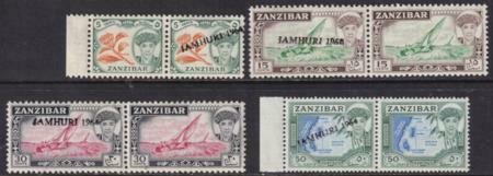 Zanzibar 1964 SC 285a, 287a, 290a,293a varieties