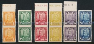 CANADA 149d-159b MINT NH VF VERT.PAIRS, IMPERF HORIZ