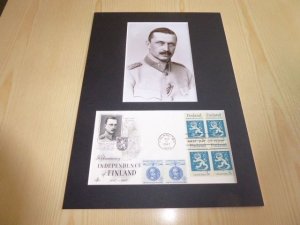 Mannerheim Finland indepence USA FDC Cover and mounted photograph mount size A4