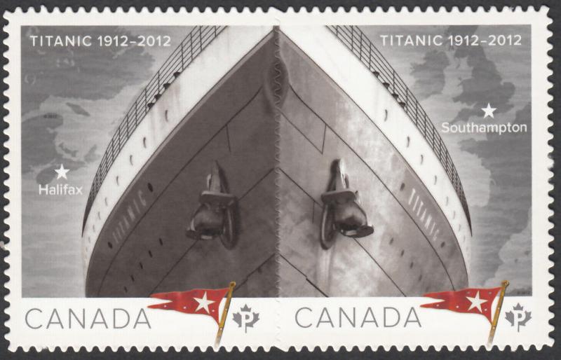 TITANIC = DIE CUT pair from booklet MNH Canada 2012 #2537i
