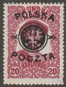 Poland, stamp, scott#28,  mint hinged,  creast