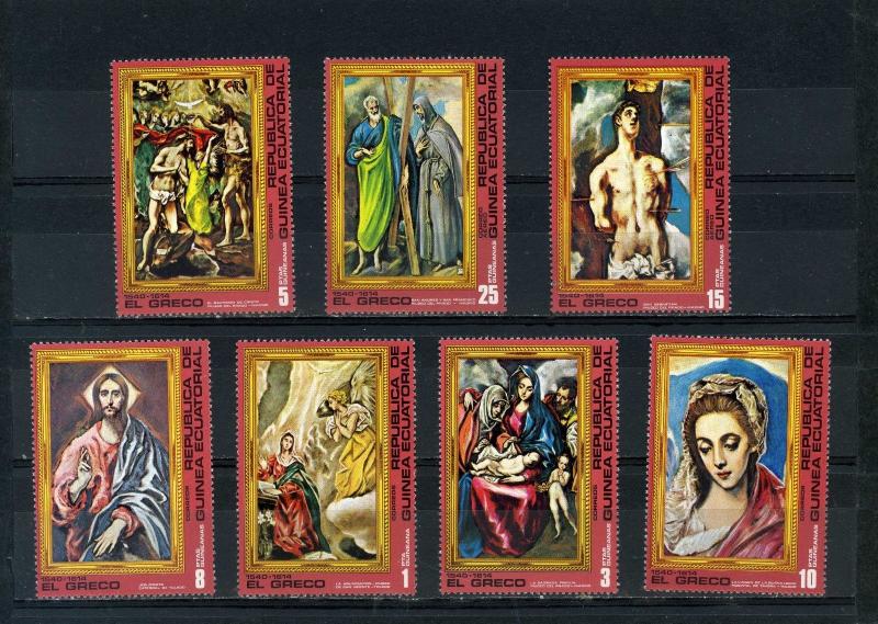 EQUATORIAL GUINEA RELIGIOUS PAINTINGS/EL GRECO SET OF 7 STAMPS MNH 