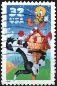 SC#3204 32¢ Sylvester & Tweety Single (1998) Used