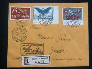 1926 Zurich Switzerland Early Airmail cover to Napoli Italy Sc #c 3 9 &10