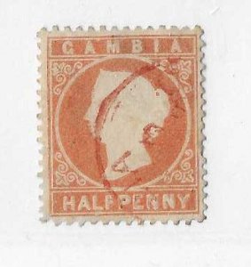 Gambia Sc #5a  1/2p orange used VF