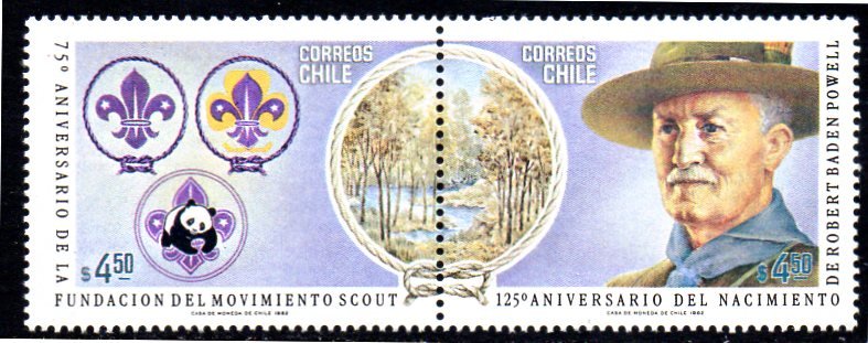 CHILE 623 MNH PAIR SCV $42.50 BIN $25.50 SCOUTS