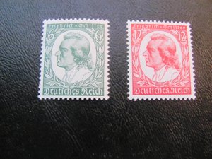 GERMANY 1934 MNH  SC 446-7 SCHILLER SET XF $75 (113)