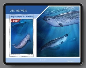 Niger - 2021 Narwhals on Stamps - Stamp Souvenir Sheet - NIG210111b