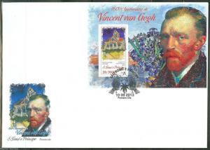 SAO TOME 2013  160th BIRTH ANN VINCENT van GOGH   SHEET FDC