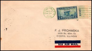 Scott 650 - 5 CentsCivil Aeronautics FDC Typed Address Plate # Single