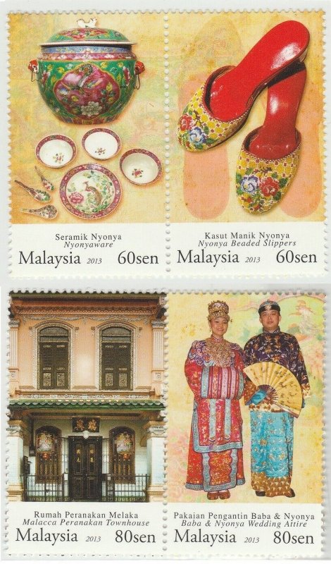 MALAYSIA 2013 Baba Nyonya Heritage Set of 2 Horiz Pairs SG#1989a & 1991a MNH