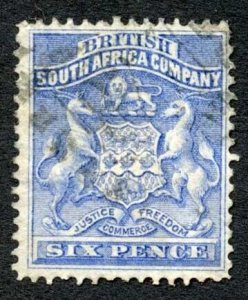 Rhodesia SG2 6d Ultramarine fine used Cat 26 pounds