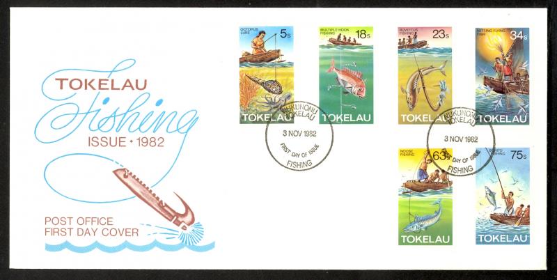 TOKELAU 1992 FISHING METHODS Set on U/A Cachet FDC Sc 85-89